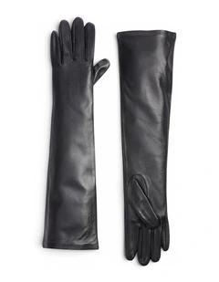 Florence Lambskin Leather Opera Gloves - Black