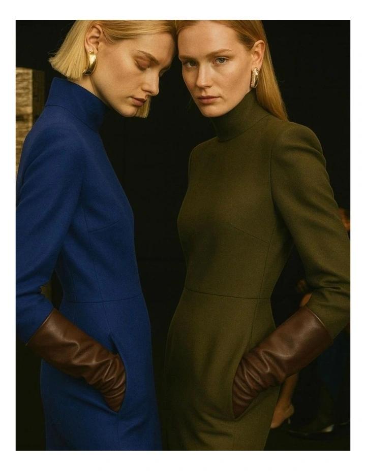 Florence 50cm Lambskin Leather Opera Gloves in Brown image 4