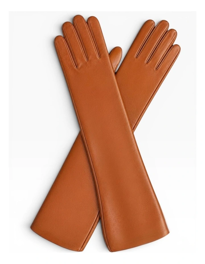 Florence Lambskin Leather Opera Gloves - Cognac image 4