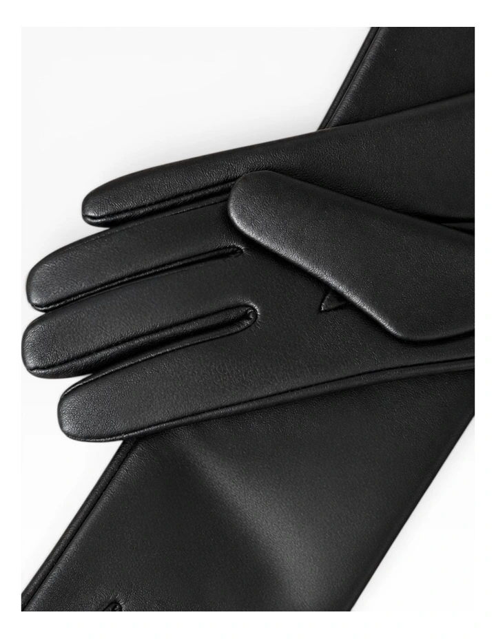 Florence Lambskin Leather Opera Gloves in Black image 3