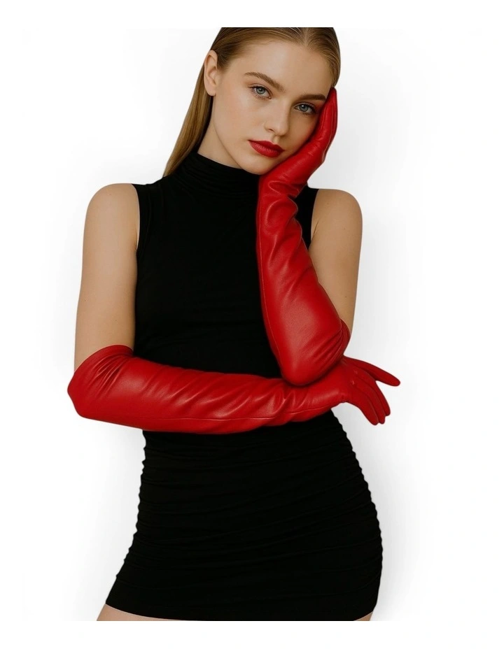 Florence Lambskin Opera Gloves - Red image 2