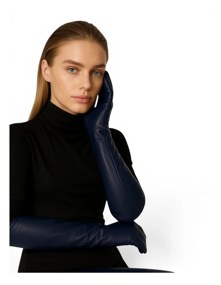 Florence Leather Opera Gloves - Navy image 5
