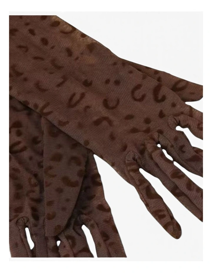Queen Leopard Print Sheer Mesh 55 cm Opera Gloves in Black image 3