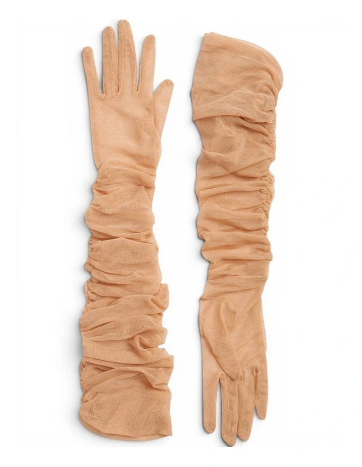 High Heel Jungle Ariana Ruched Mesh Opera Gloves image 1