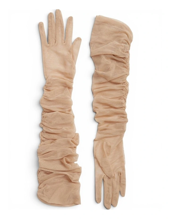 High Heel Jungle Ariana Ruched Mesh Opera Gloves image 1