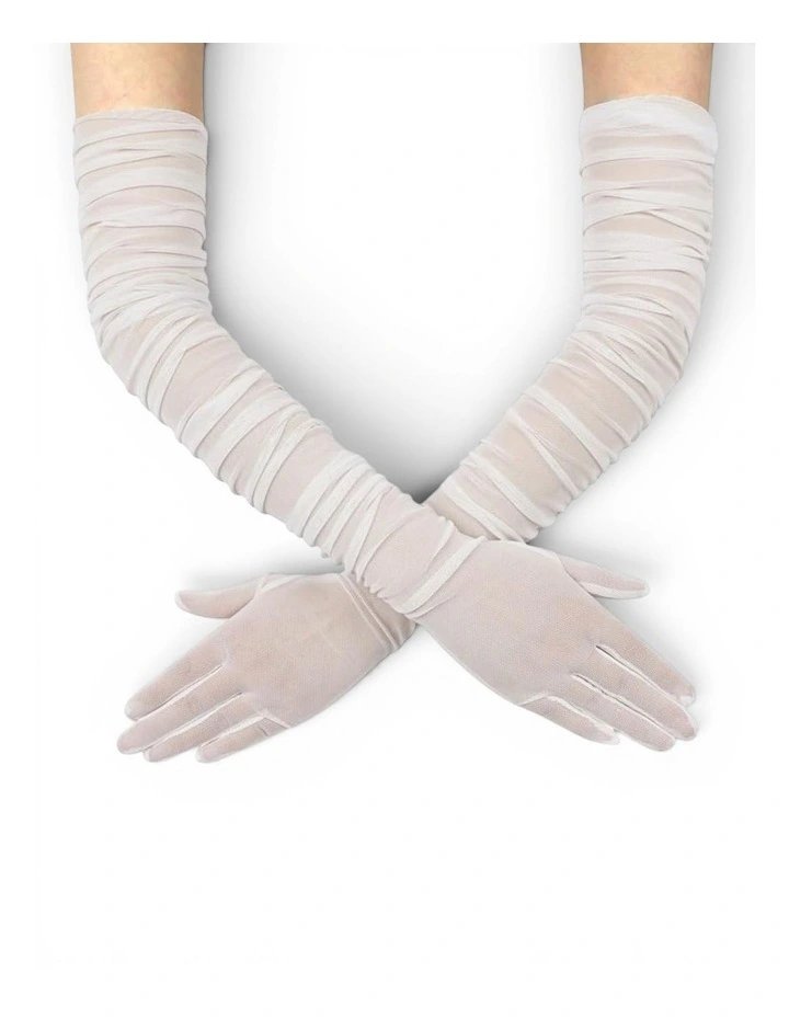 High Heel Jungle Ariana Ruched Mesh Opera Gloves image 4