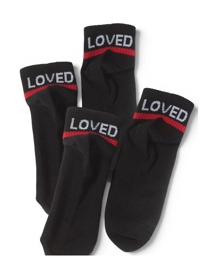 Loved Cotton Socks - Black image 3