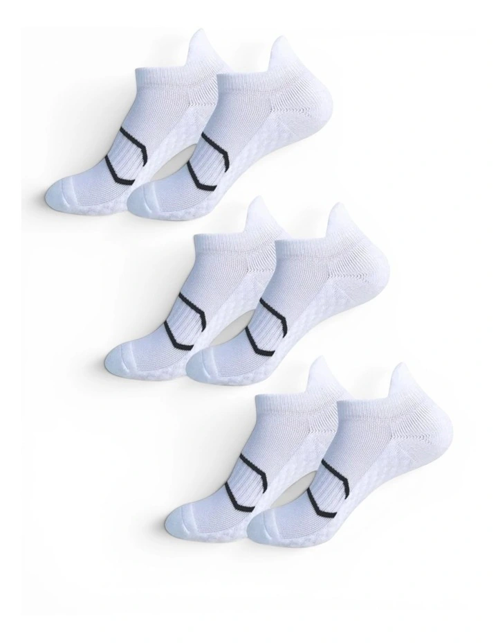 Cushion Support Sport Socks Pack of 3 in White image 3
