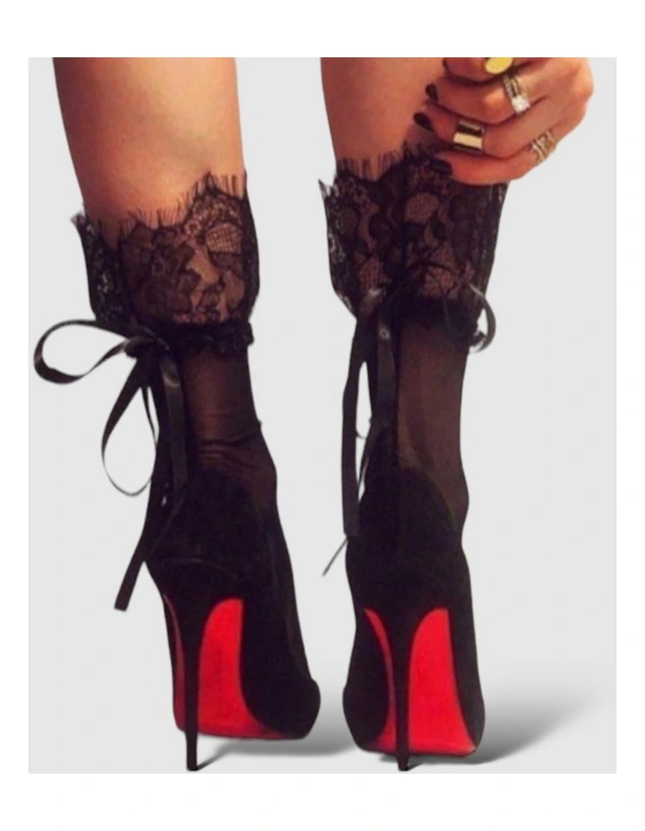 Tied Up Lace Socks in Black image 7