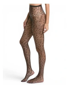 Leopard Print Fishnet Tights