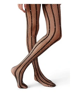 Strobed Glitter Fishnet Tights