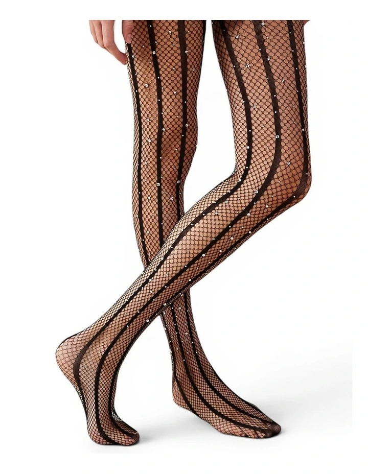 Strobed Glitter Fishnet Tights image 1