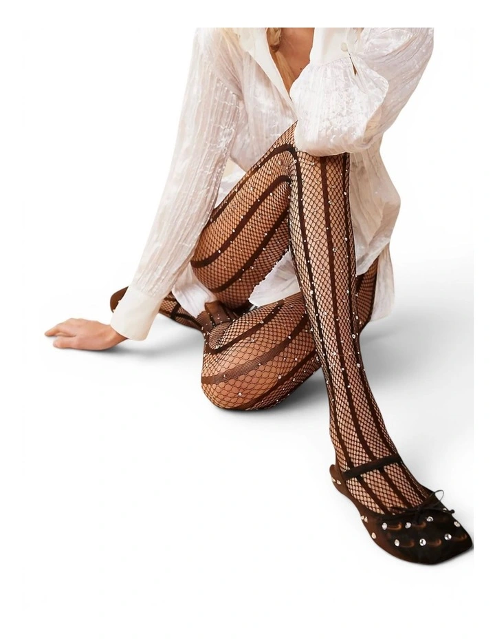 Strobed Glitter Fishnet Tights image 2