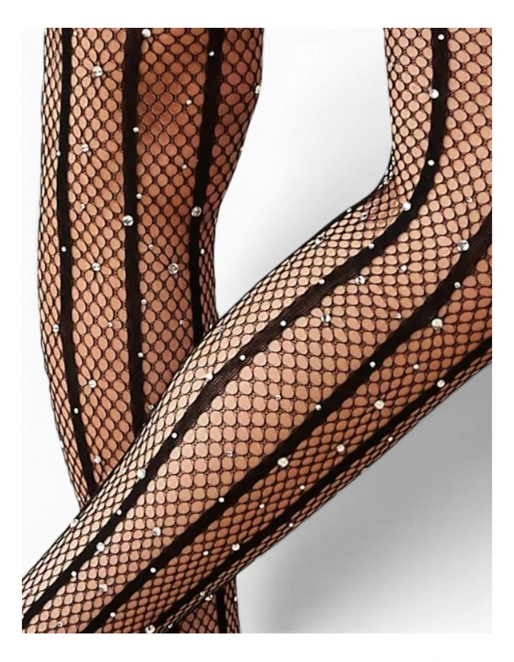 Strobed Glitter Fishnet Tights image 3