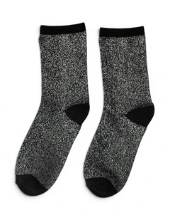 Lurex Trouser Socks in Black