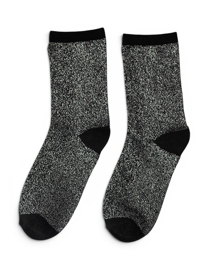 Lurex Trouser Socks in Black image 1