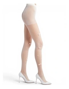Velvet Bow Pearl Tights