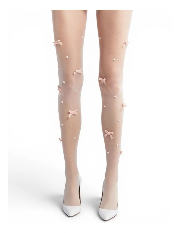Velvet Bow Pearl Tights image 2