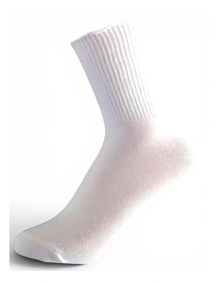 Premium Cotton Frill Edge Socks 5 Pairs in White image 6