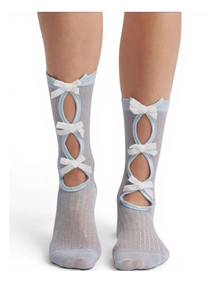 Lurex Trouse Socks in Blue image 1