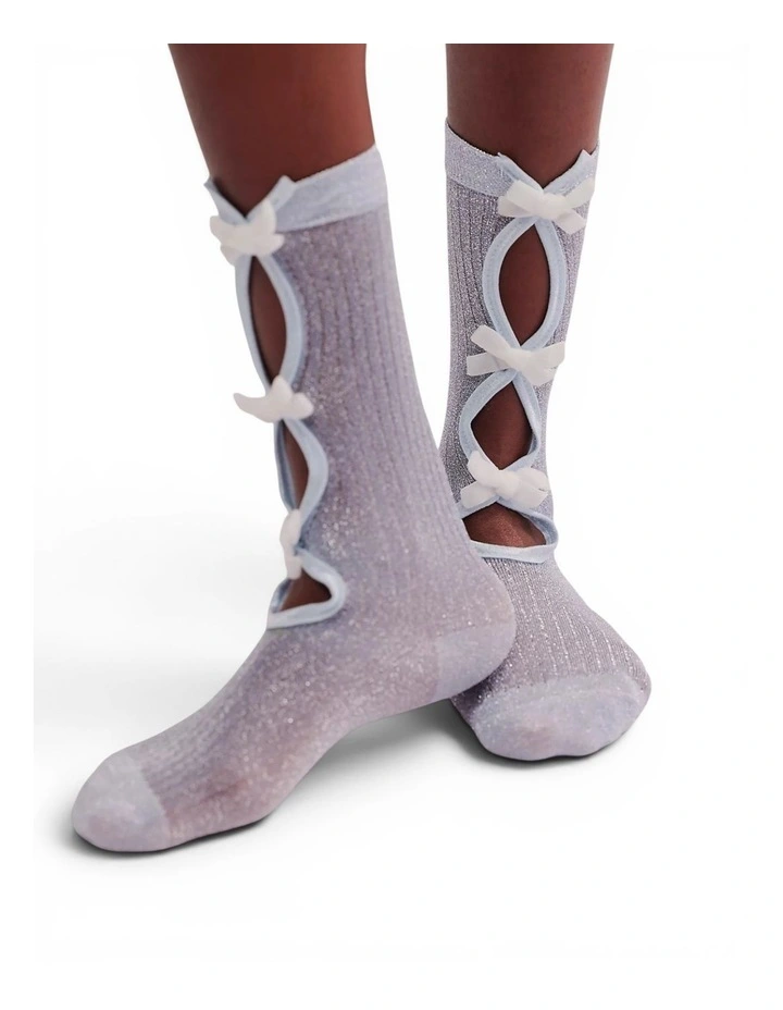 Lurex Trouse Socks in Blue image 3