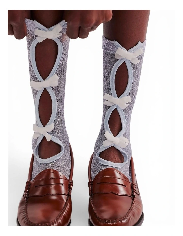 Lurex Trouse Socks in Blue image 4