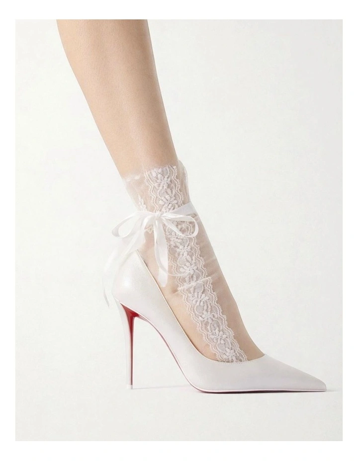 Lace Wrap Tulle Socks in White image 2