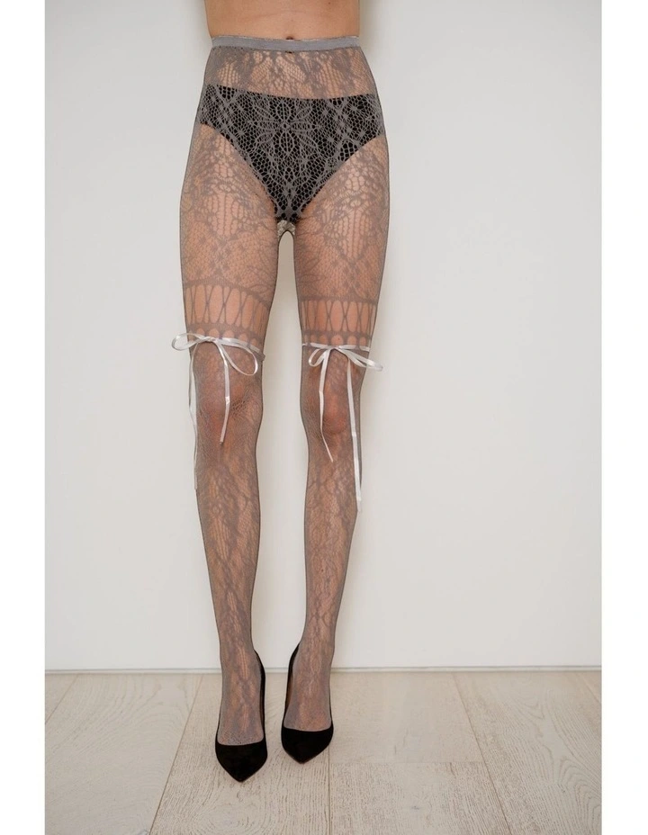 Chevonne Lace And Satin Fishnet Tights image 3