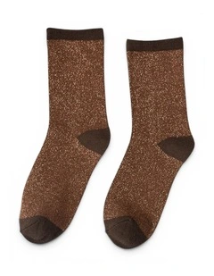 Lurex Trouse Socks in Brown