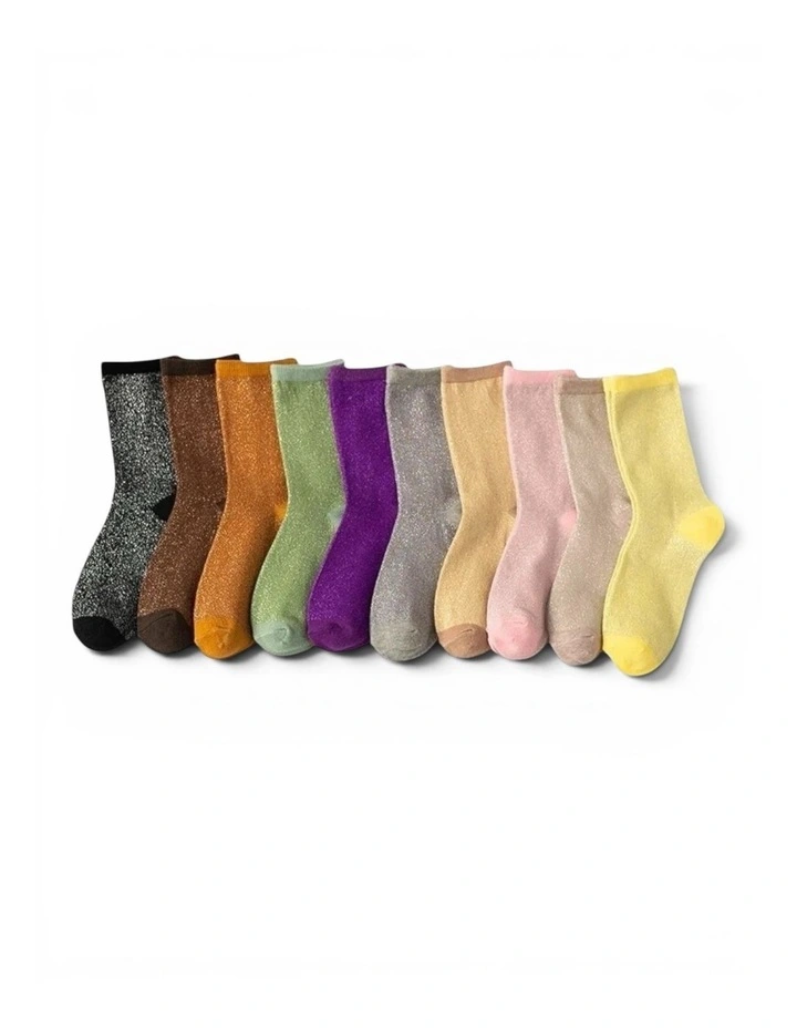 Lurex Trouse Socks in Brown image 2