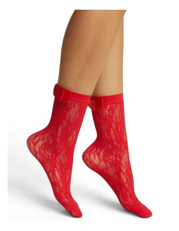 Coco Lace Socks in Red image 1