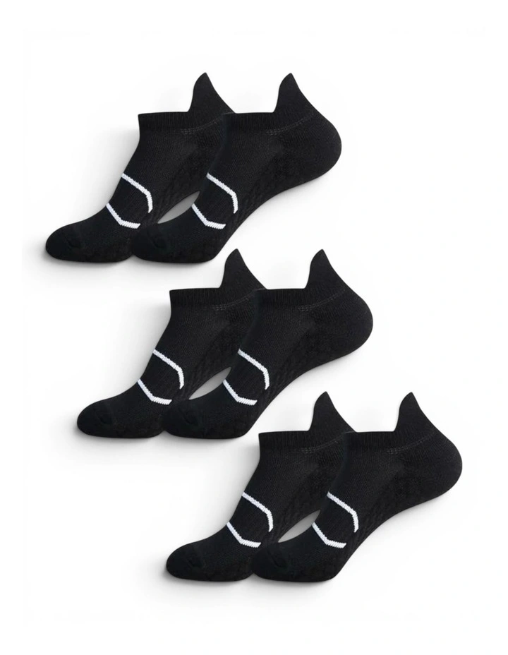 Cushion Support Sport Socks Pack of 3 in Black image 2