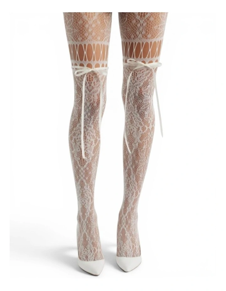 Chevonne Lace And Satin Fishnet Tights image 2