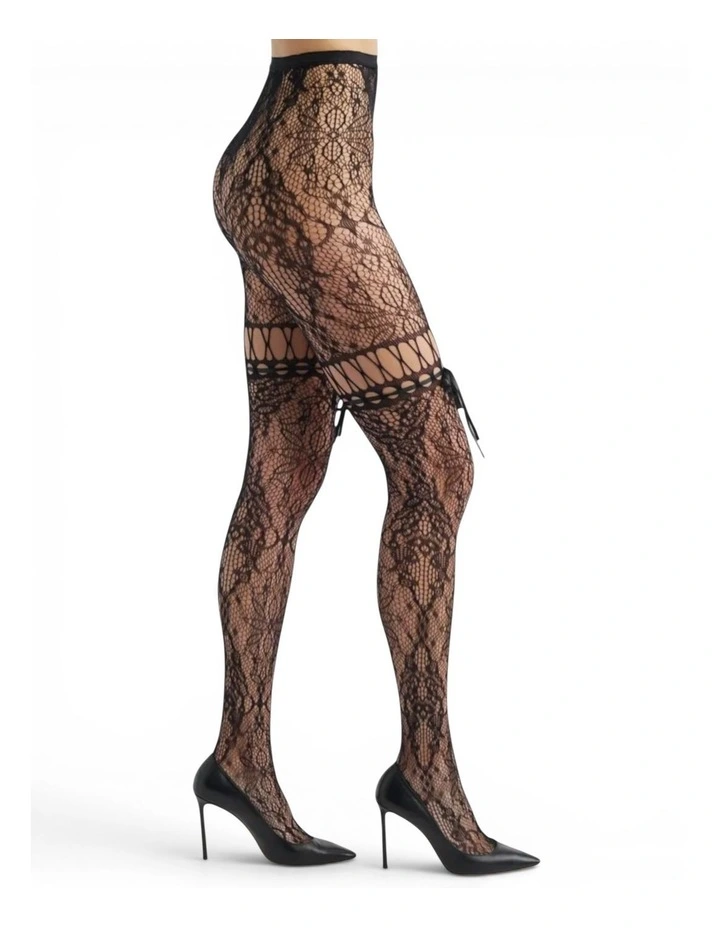 Chevonne Lace And Satin Fishnet Tights image 1