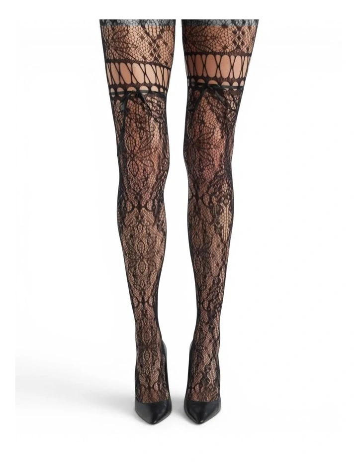 Chevonne Lace And Satin Fishnet Tights image 2