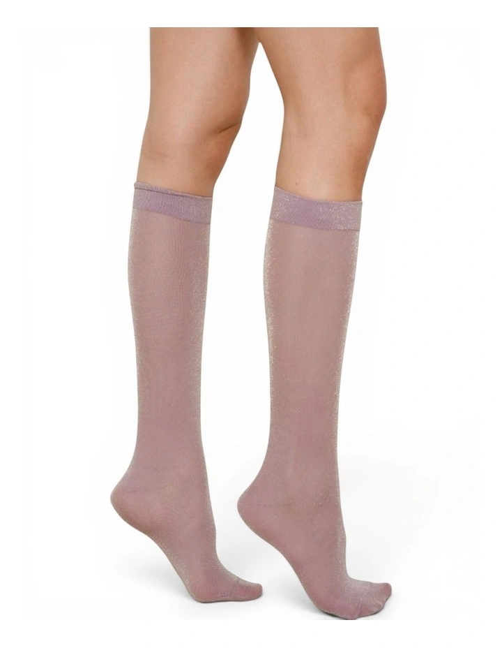 Glitterati Tall Socks in Purple image 3