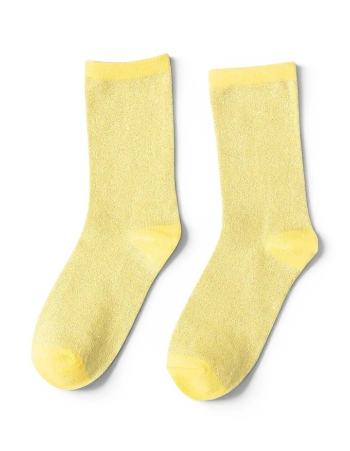 Lurex Trouser Socks in Yellow image 1