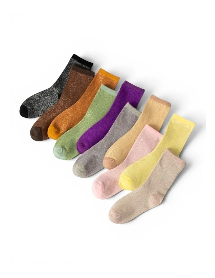 Lurex Trouser Socks in Yellow image 3