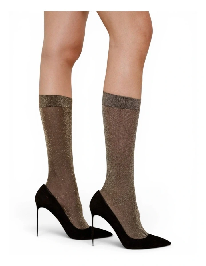 Glitterati Tall Socks in Black image 3
