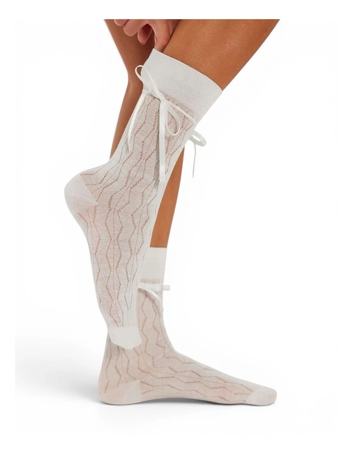 Bellabow Satin Ribbon Soft Socks in White image 2