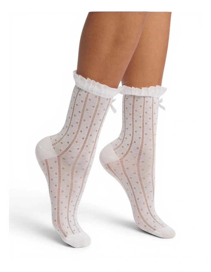 The Coquette Sheer Ribbon Socks Pack of 2 in White image 2