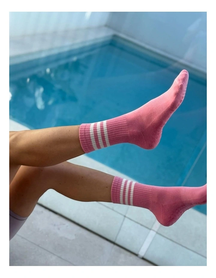 Varsity Grip Pilates Yoga Socks Pack of 3 in Pink image 5