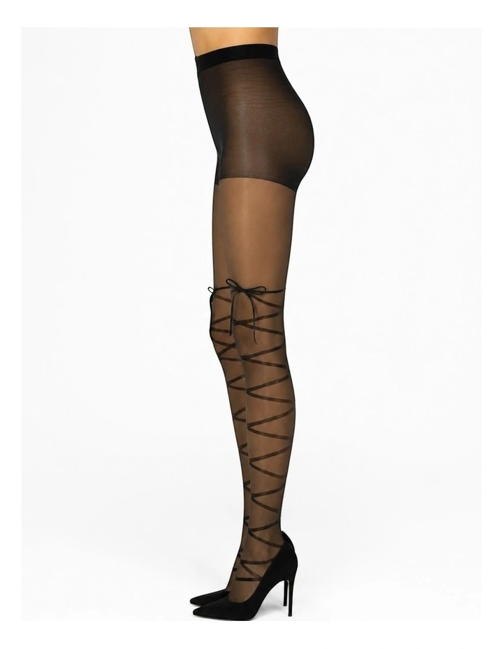 Satin Bow Lace Up Tights image 2