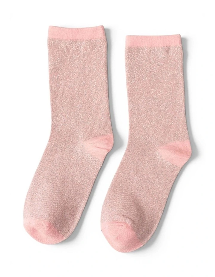 Lurex Trouser Socks in Pink image 1