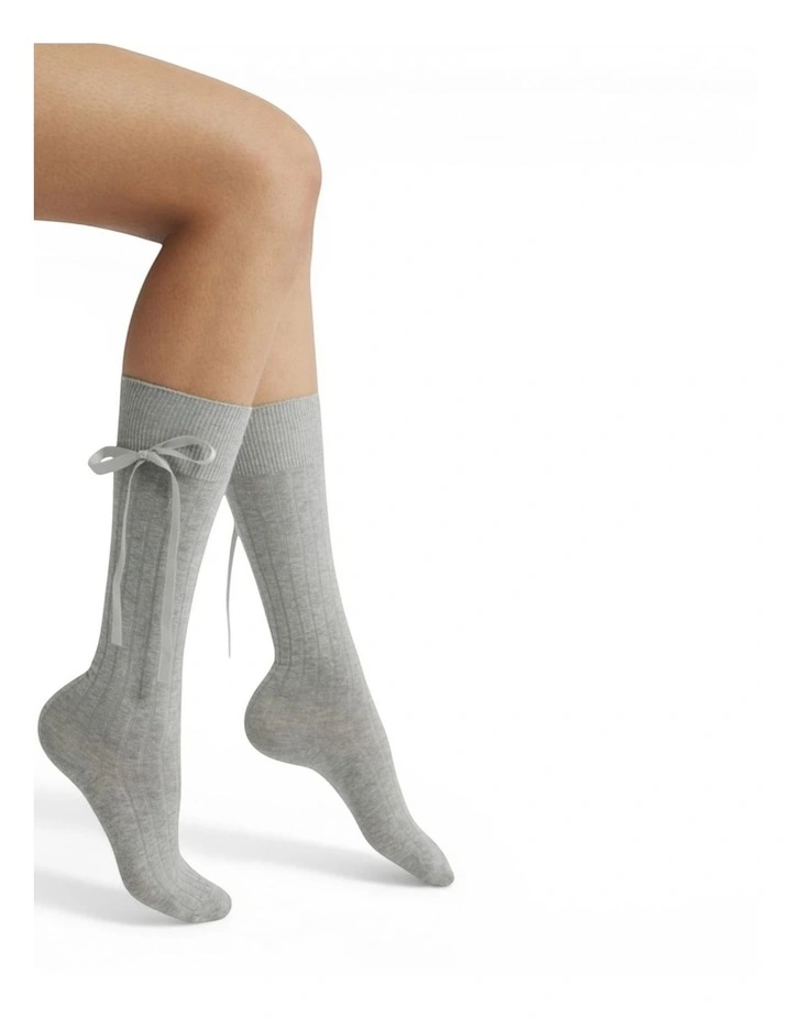 Prima Cotton With Satin Ribbon Socks in Grey image 2