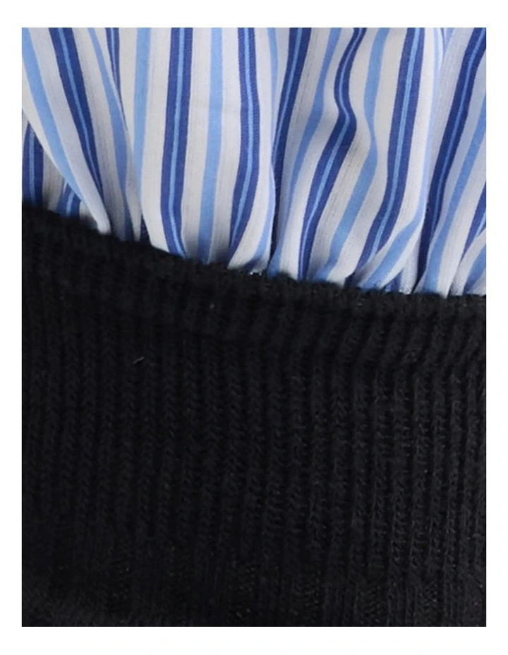 Lauren Pinstripe Cuff Socks in Blue image 5