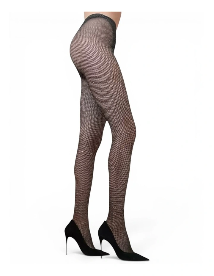Glam Rock Lurex Crystal Mesh Tights image 1