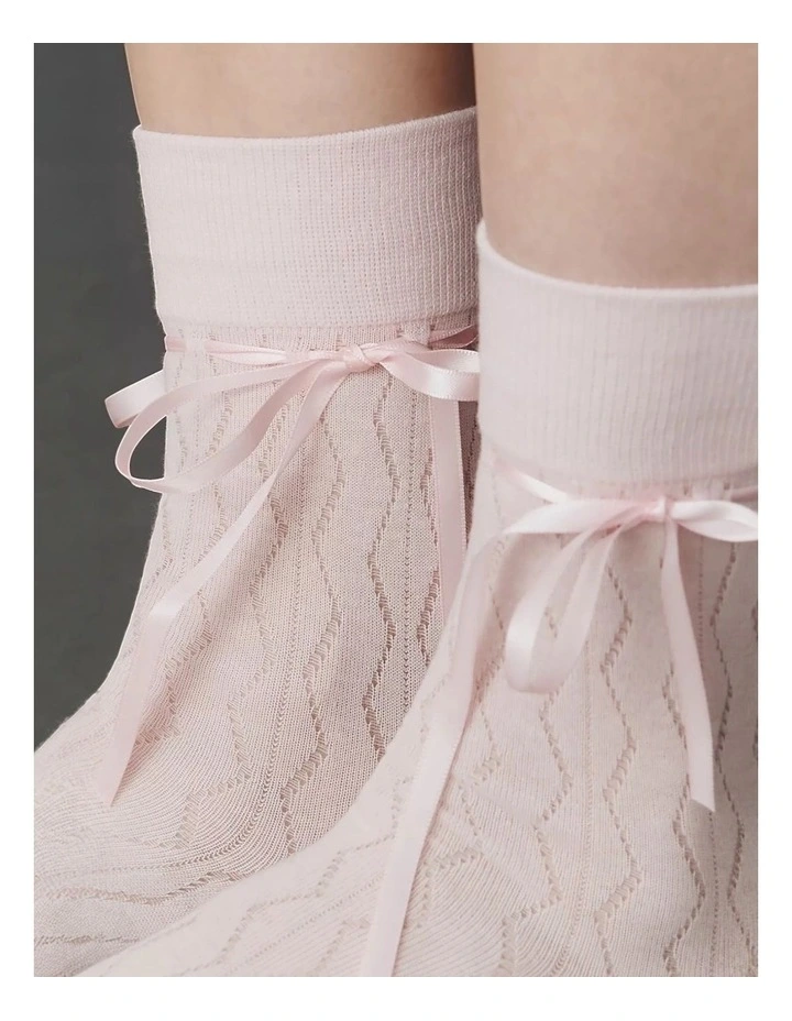Bellabow Satin Ribbon Soft Socks in Pink image 3