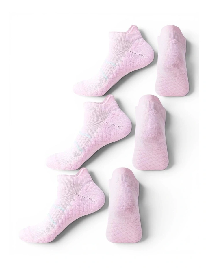 Cushion Support Sport Socks Pack of 3 in Pink image 4