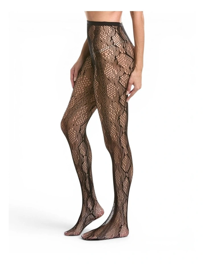 Sleek Snakeskin Tights - Black image 2